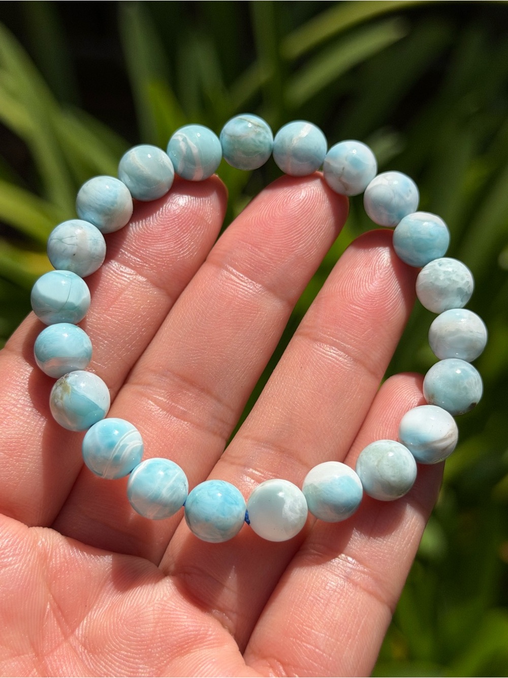 8.5mm stretchable larimar bracelet 2056